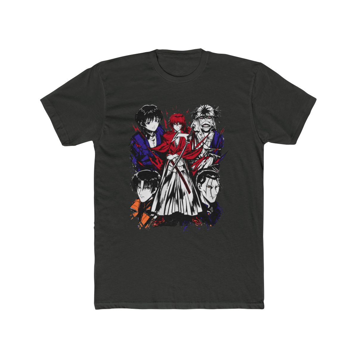 HUBGO Anime Rurouni Kenshin Shirt Merch Casual Short Sleeved T Shirt Tee, Adult, Size: 4XL, Black - alternate angle 5, merchandise
